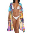 thumbnail image 3 of HELLHERO Palm Colorful Quilted Bathing Suit Cover Up Loose High Quality Fabrics Casual Long Kimono Swimsuit Cover Up, 3 of 6