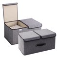 thumbnail image 1 of 2PCS Caja de Almacenamiento Plegable, Gran Capacidad con Tapa y Asa, Organizador para Ropa, Libros, Juguetes, Caja de Tela para Habitaci&oacute;n, Sala de Estar, Dormitorio, Armario (Grisʌ, 1 of 5