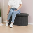 thumbnail image 5 of Ottoman with Storage for Living Room, Sherpa Folding Storage Ottoman Foot Rest, 30 Inches Collapsible Bedroom Bench, 5 of 7