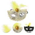 thumbnail image 3 of Unique Bargains 1 Pc Dragon Pattern Feather Half Face Party Mask for Masquerade Party Yellow, 3 of 5