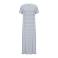 thumbnail image 4 of cocolona Womens Summer Fashion Striped T-shirts Dress Crew Neck Short Sleeve Side Slit Sun Dress Casual Comfy Midi Dress S-3XL, 4 of 6