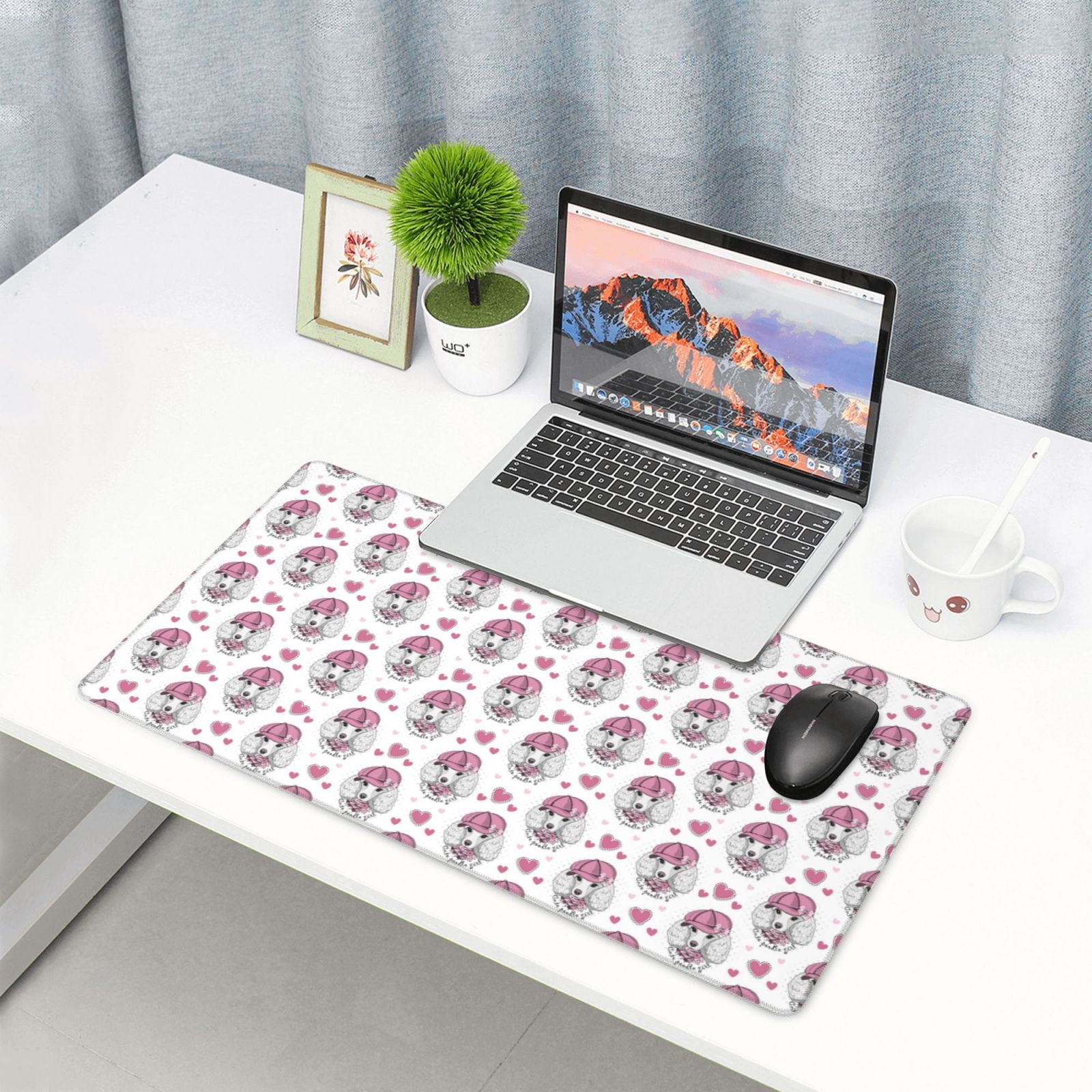 Kdxio Cute Poodle Dog Print Large Gaming Mouse Pad,Non-Slip Base,Water Resist Keyboard Pad for Gamer,Office & Home,29.5 x 15.8 in