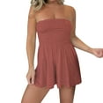 thumbnail image 2 of Pavied Jumpsuits for Women,Rompers for Women,Women’s Strapless Tube Ruffle Ruched Summer Sexy A Line Mini Dress Trendy Short Romper Jumpsuits,Overalls for Women,One Piece Jumpsuits,Red 3XL, 2 of 5
