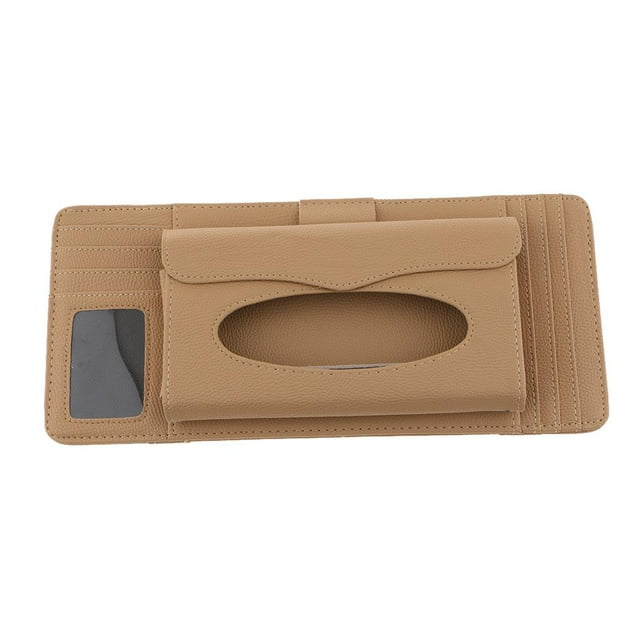 Car Auto Parasol Tissue Box Funda Cubierta 4 Ranura CD DVD beige
