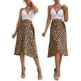 thumbnail image 1 of KelaJuan Women Midi Skirt, Printed High Waist Ruffle Hem Irregular Loose Tie-Up Skirts, Ladies Below-Knee Split Bottoms, 1 of 9