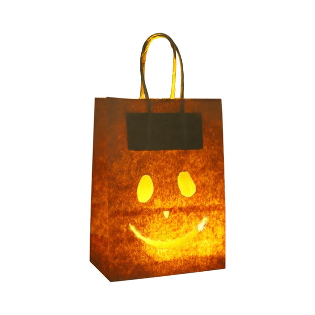B 2-Pack Light-Up Paper Candy Bags For Kids Festive Parties With Glow Feature And Button Battery Power, Ideal For Treat Collection And Night Safety, Size 8.27X5.91X3.34 In, Net Weight 0.06