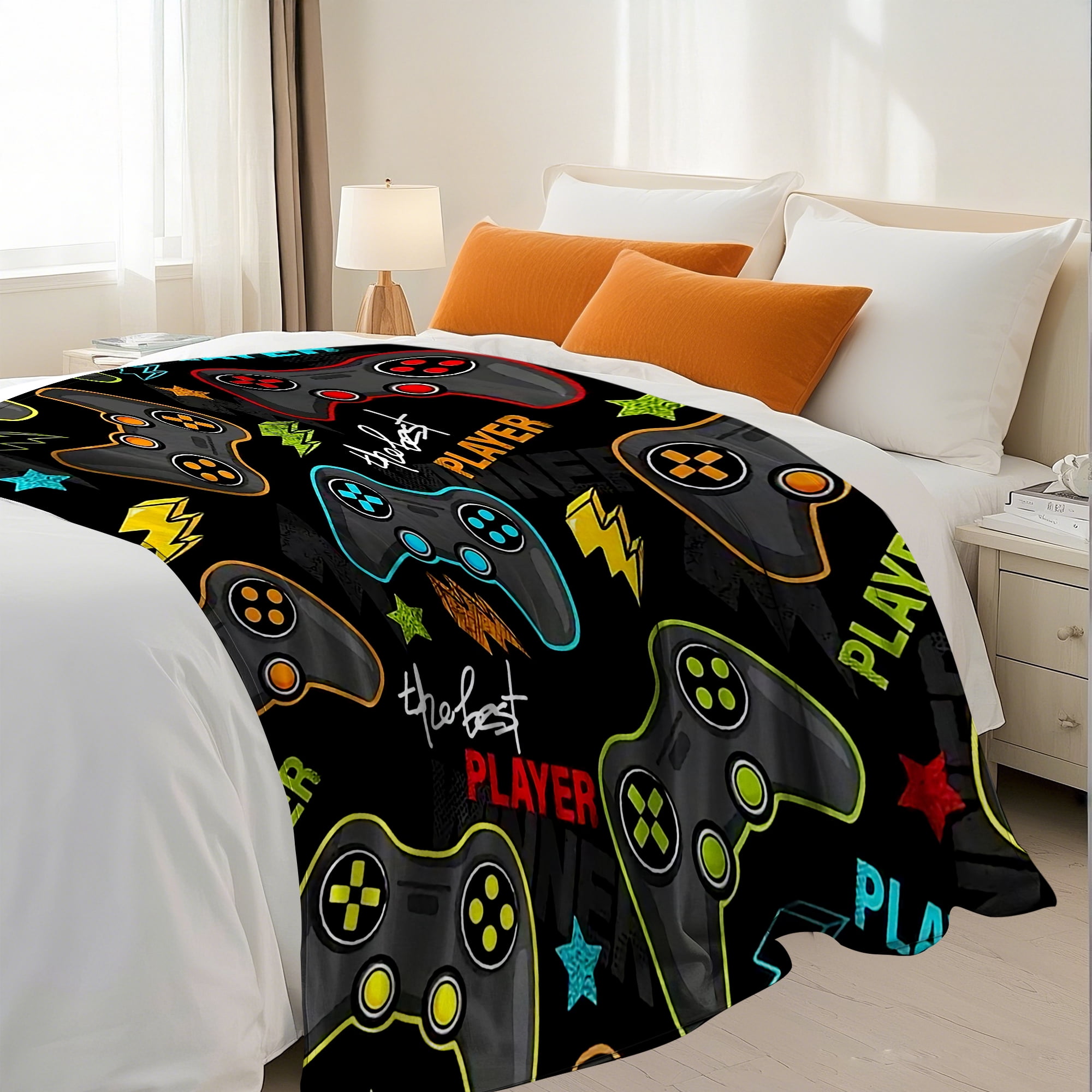 Flannel Fleece Gaming Throw Blanket Bed Blanket, Lightweight Cozy Twin Size Plush Blanket for Sofa Couch,60"X80"