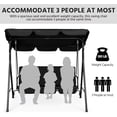 thumbnail image 4 of 3-Seat Porch Swings, Outdoor Patio Swing Chair, Swing Bench with Adjustable Canopy, Steel Frame for Garden, Patio, Poolside, Black, 4 of 5