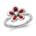 thumbnail image 1 of Sterling Silver Flower Ring with Red Enamel, 1 of 4