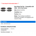 thumbnail image 2 of Rear Brake Pad Set - Compatible with 2006 - 2012 Ford Fusion 2007 2008 2009 2010 2011, 2 of 2