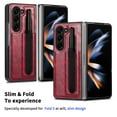thumbnail image 5 of Allytech Galaxy Z Fold5 Case with S Pen Holder, Samsung Z Fold5 Cover, Premium PU Leather Retro Business Type Cover Anti-Scratch Drop Protection Phone Case for Samsung Galaxy Z Fold 5 - Red, 5 of 9