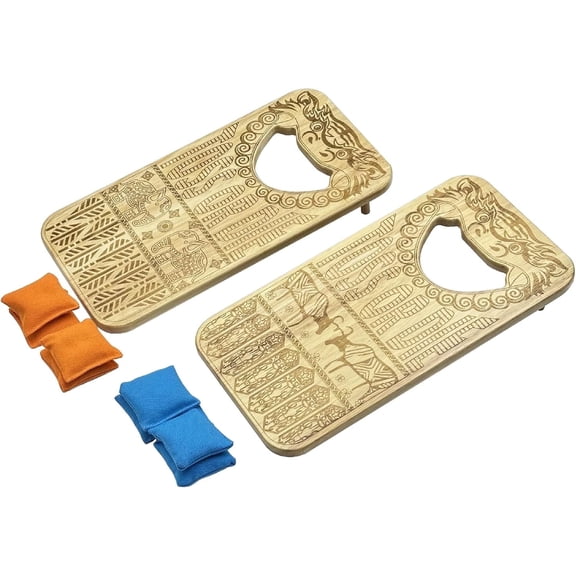 WOWME Mini Tabletop Cornhole Set – 2 Laser-Engraved Wooden Boards, 8 Beanbags & Storage Bag | Portable Desktop Game for Office, Home & Club | Stress-Relief Toss Game for Kids & Adults