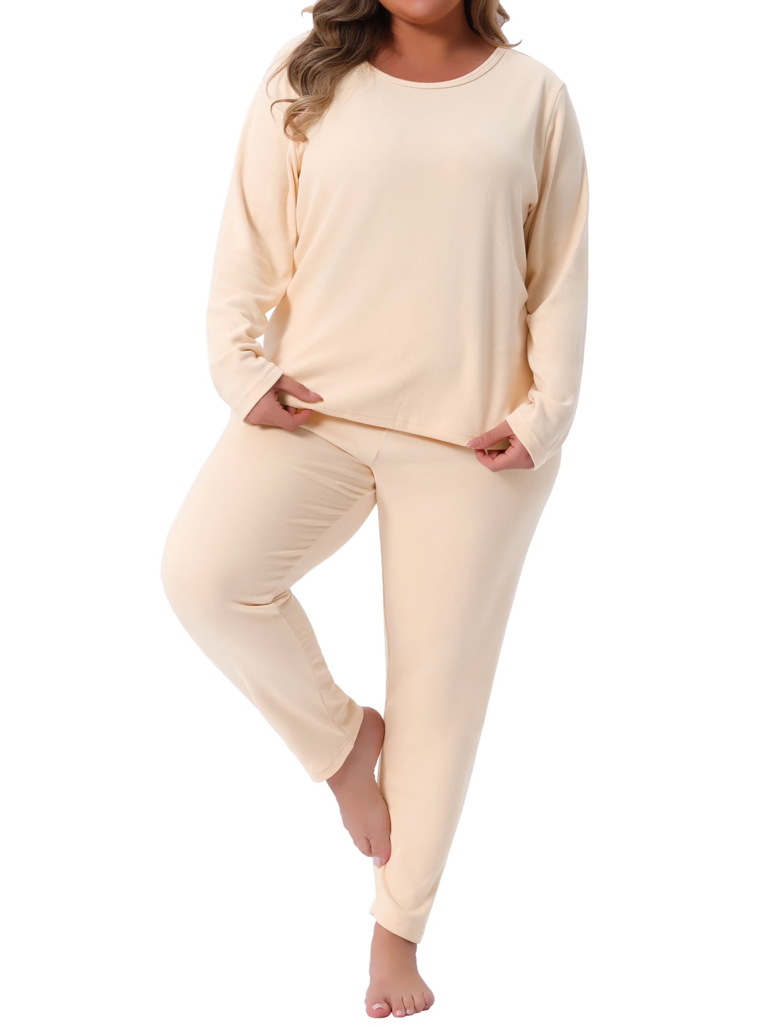 DARING DIVA Women's Plus Size Soft Long Sleeve Pajamas Set 2X White
