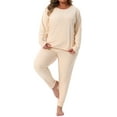 thumbnail image 2 of Agnes Orinda Women's Plus Size Thermal Underwear Fleece Lined Long Sleeve Shirt and Leggings Soft Lounge Long Johns Set Large Plus White, 2 of 6