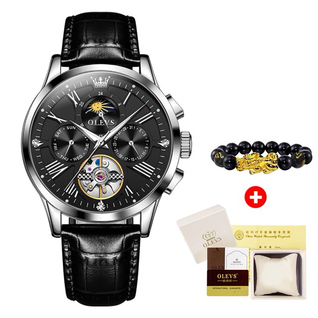 OLEVS Men's Watch Mechanical Watches Men Automatic Wind up Waterproof Skeleton Gold Watch for Men Luxury Gift Box Set