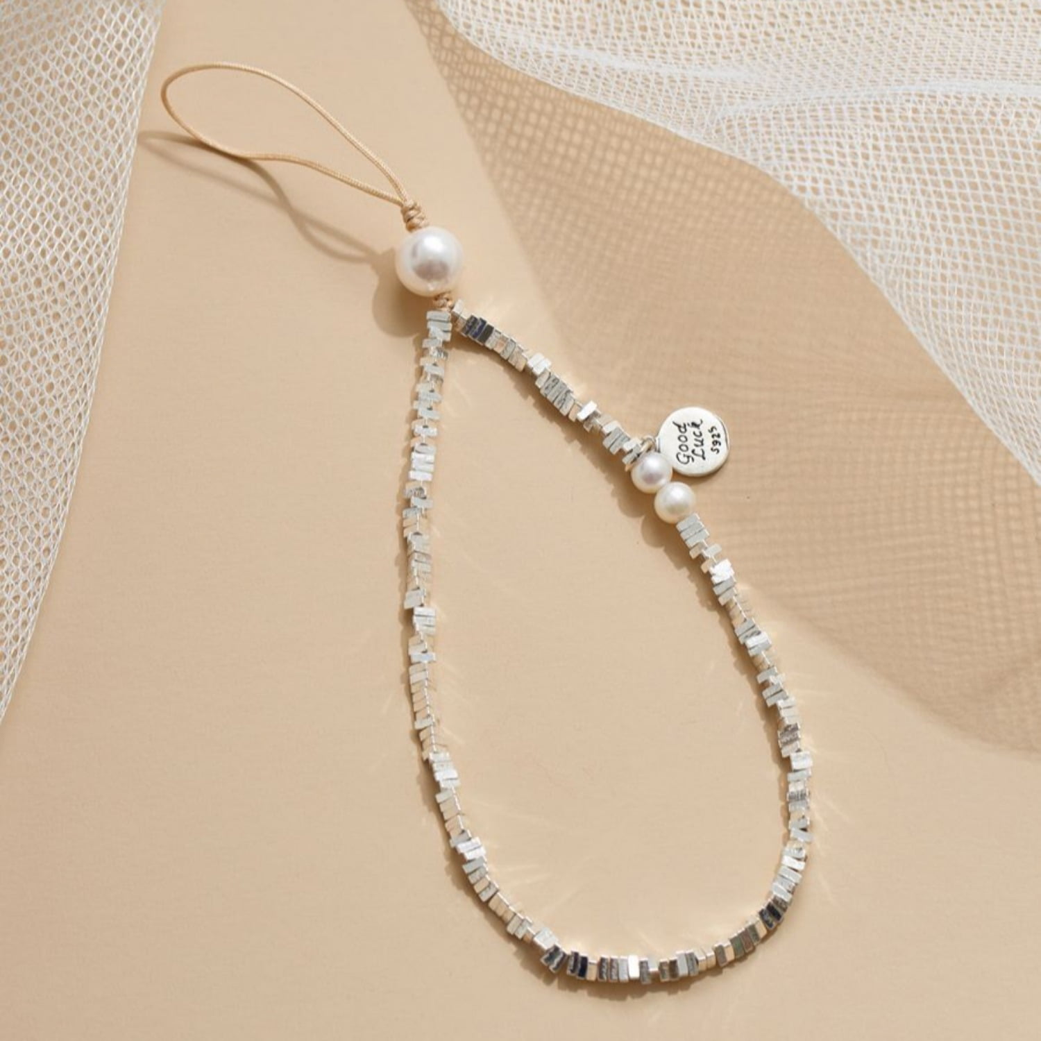 Silver Phone Chain Wrist Strap Anti-Drop Jewelry Lanyard Compatible with Unisex Phone Charm Accessory