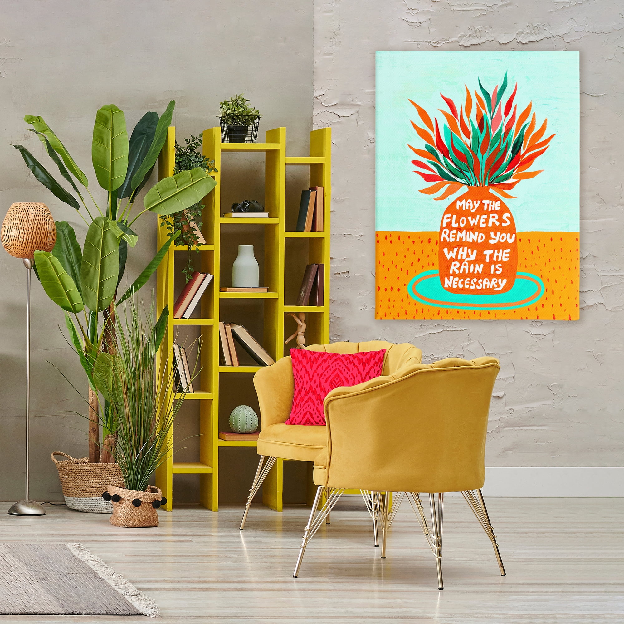 Flowers Remind Rain Is Necessary Canvas Wall Art, design by Nabeela Rumi
