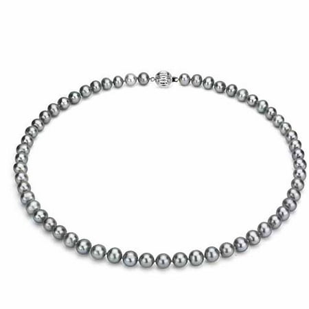 Ultra-Luster 8-9mm Grey Genuine Cultured Freshwater Pearl 18 Necklace and Sterling Silver Ball Clasp