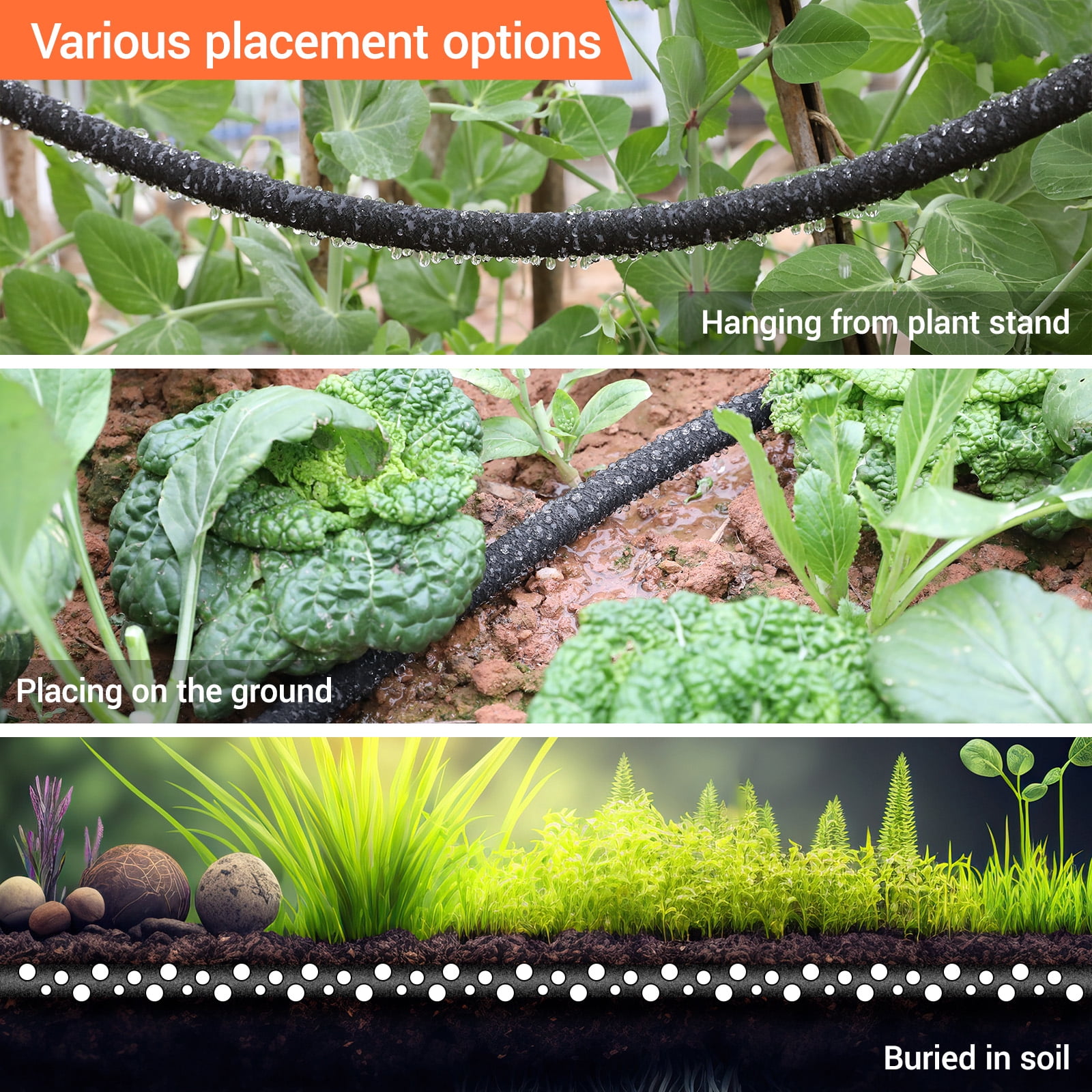 TLGREEN Soaker Hose Kit 50 ft 1/2", with Solid Brass Connectors, Heavy Duty Drip Hose to Save 70% Water, for Garden, Lawn and Yard