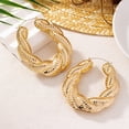 thumbnail image 3 of SmartBy 1 Pair Huggie Earrings Retro Shiny Twisted Geometric Solid Color Electroplated Lightweight Stainless Ear Decoration Jewelry Commute Ear Hoop, 3 of 6