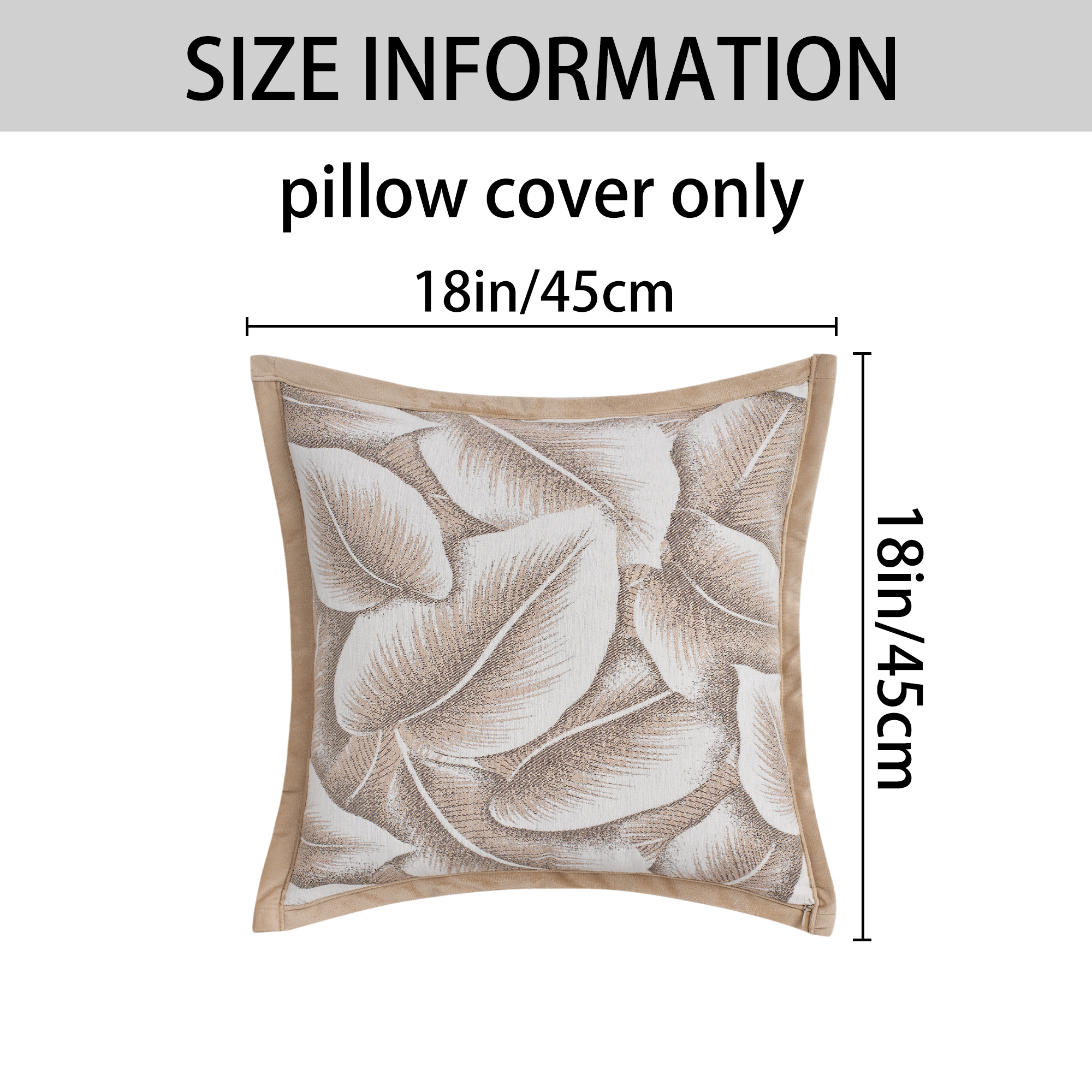 Unique Bargains Pack of 2 Leaf Pattern Chenille Throw Pillow Covers Light Brown