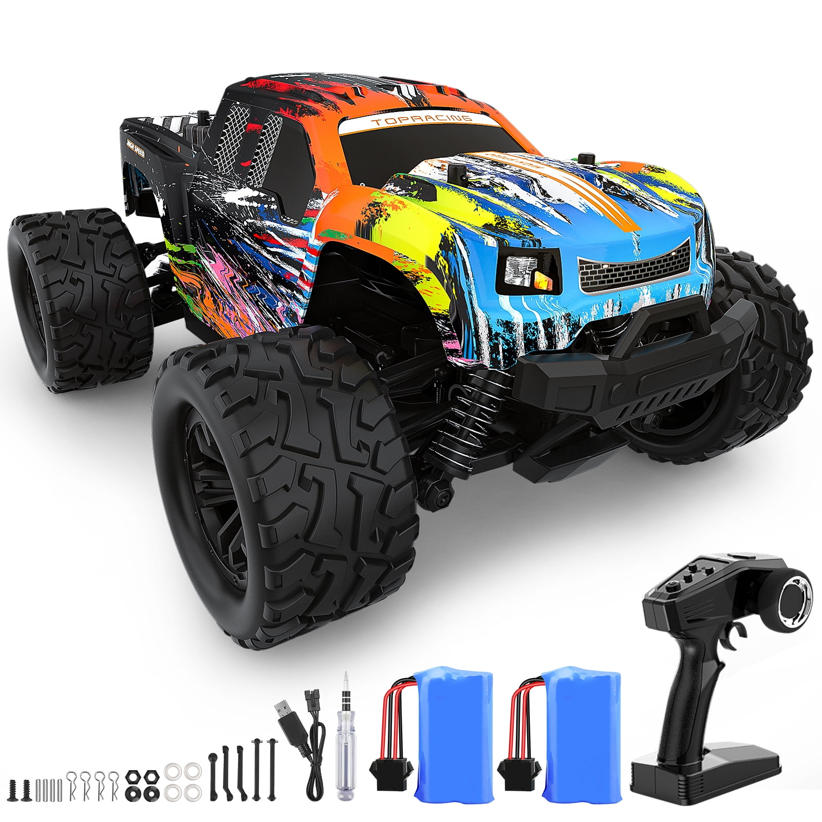 Opschudding Dwars zitten nationale vlag Growsly Remote Control Car, 1:18 Off-Road Monster Truck 35KM/H High Speed  4WD with 2 Rechargeable Batteries 2.4GHz Hobby RC Toy Truck for Boys, Kids  & Adults - Walmart.com