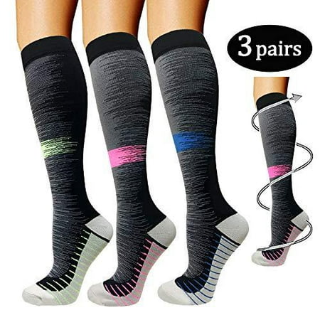 3 Pairs Compression Socks (20-30mmHg) For Women&Men - Best for