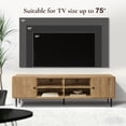 thumbnail image 4 of LuxenHome Oak Manufactured Wood 71-Inch Wide 4-Door TV Console Cabinet, 4 of 8