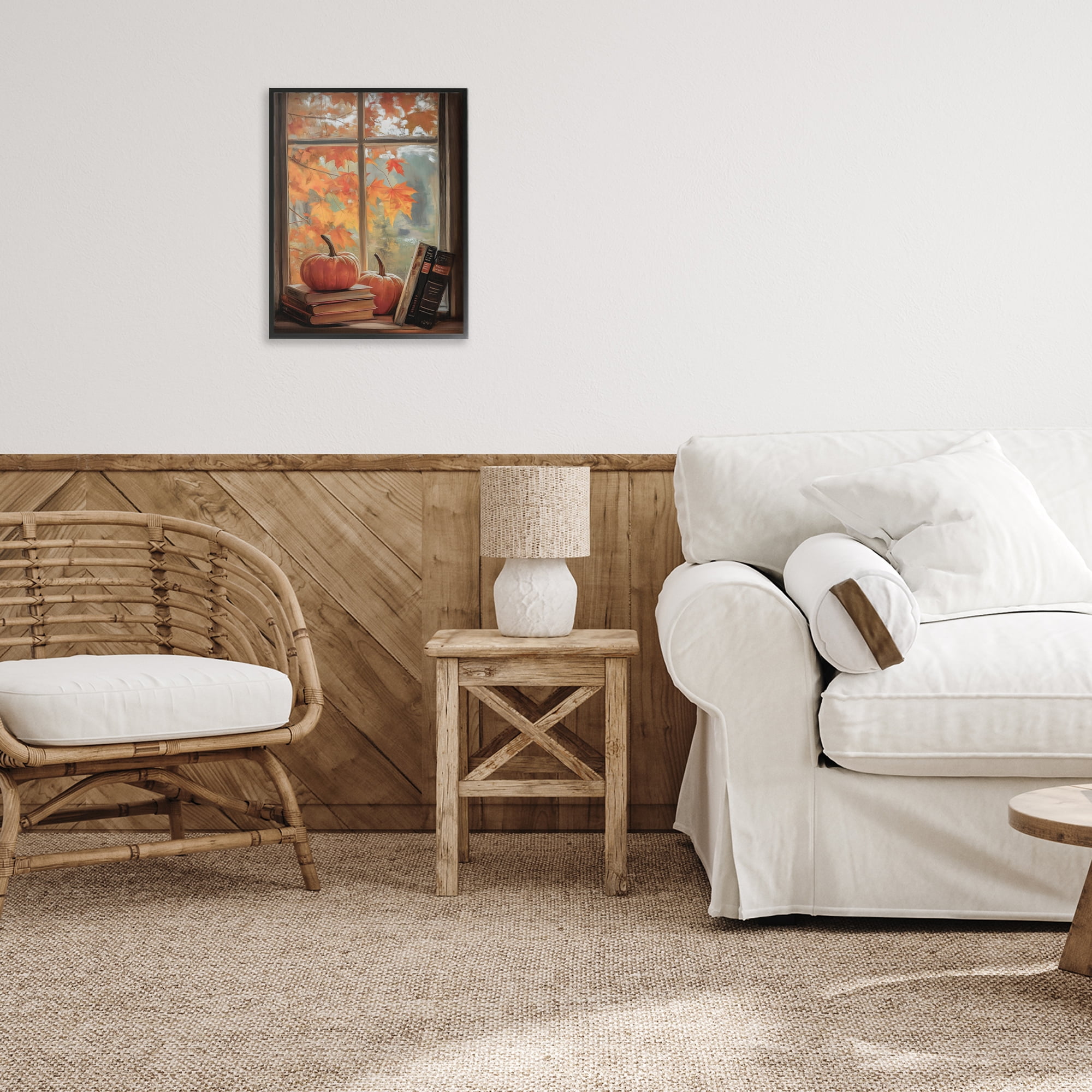 Cozy Fall Window Books Black Framed Giclee Art, design by Arlington Prints