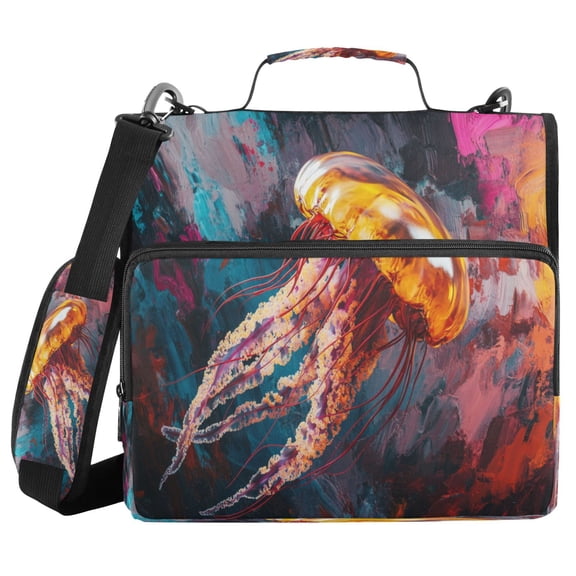 YAZAOO Zipper Binder trapper keeper Documents Organized Design Jellyfish Colorful Art Printed