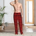 thumbnail image 2 of Goofa Retro red and Black Houndstooth Pattern Printed Soft Pajama Pants for Men, Wide Leg Comfy Casual Lounge Yoga Pants-Large, 2 of 6
