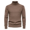 thumbnail image 4 of Autumn and winter new men's turtleneck pullover solid color men's knitted sweater casual sweater for men-Navy Blue-S, 4 of 6