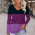 thumbnail image 2 of Womens Long Sleeve V Neck Soft T Shirts Plain Tunic Casual Loose Fit Tops Spring Basic Tees (X-Large, Purple 02), 2 of 5