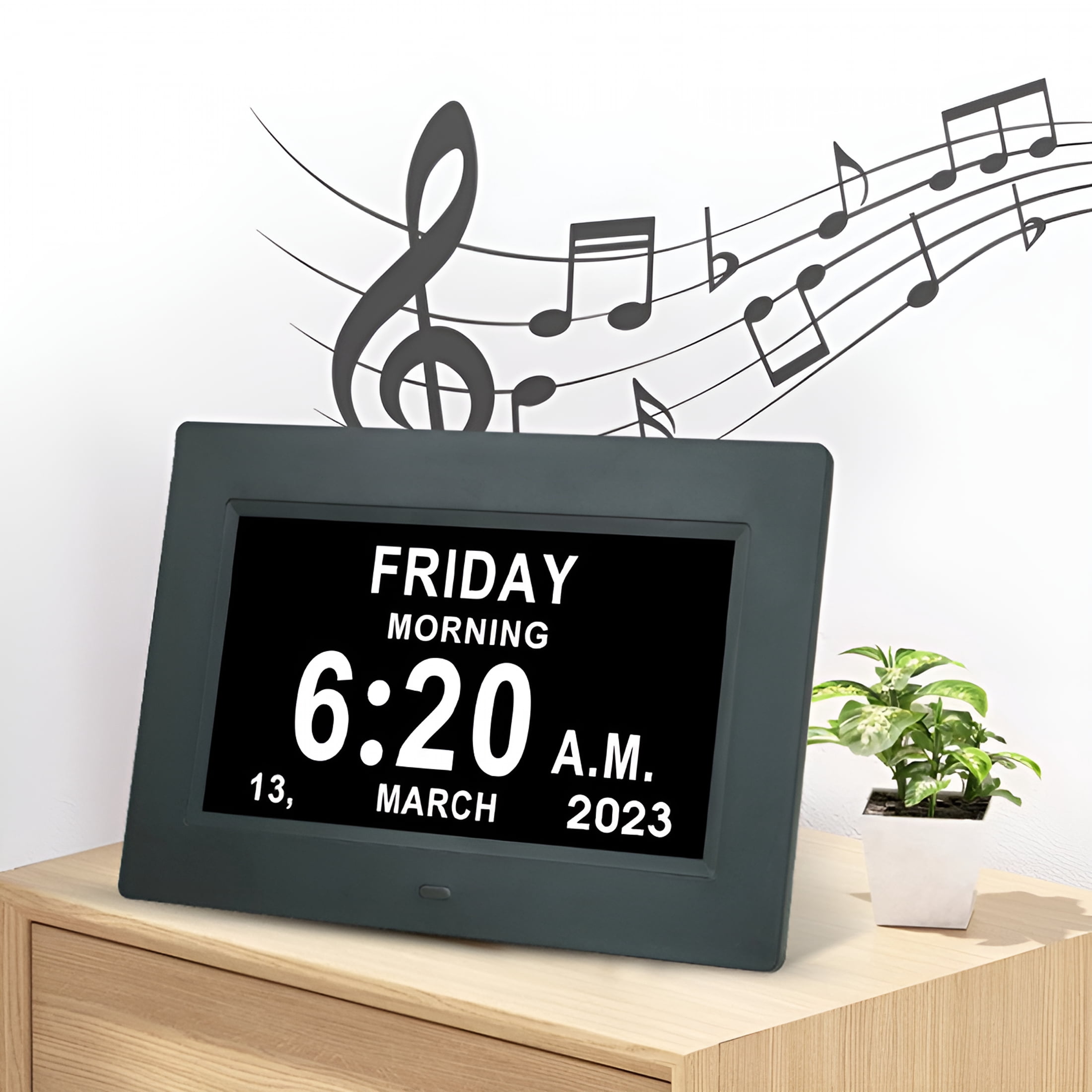 DESIGNICE 2026 New Digital Calendar Day Clock - Large Digital Clock with Date and Day of Week for Seniors Impaired Vision,Elderly,Alzheimer with 12 Alarm Options,12/24H,Am/Pm
