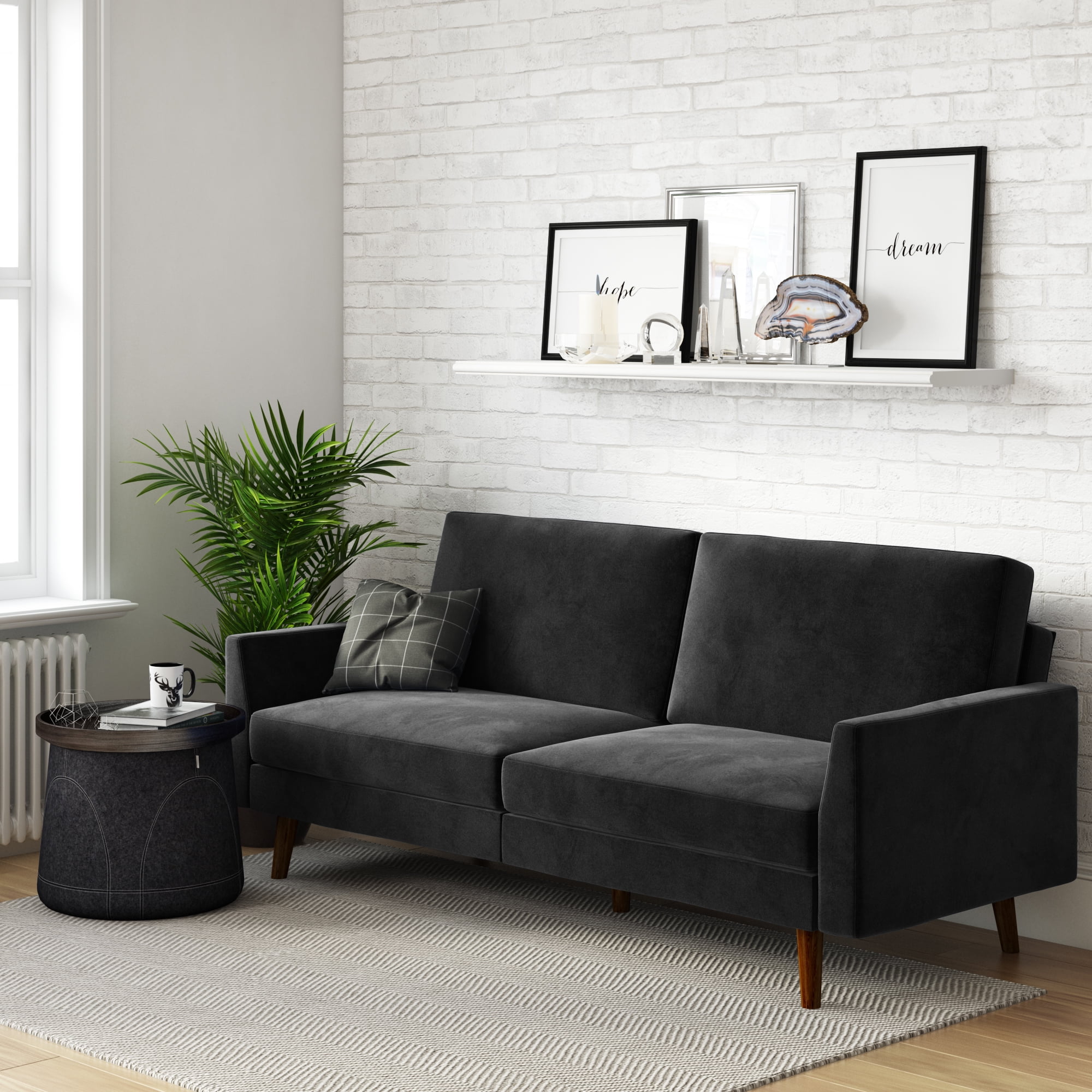 Dhp Jules Upholstered Velvet Coil Futon Convertible Sofa Sleeper Dhp Jules Upholstered Velvet Coil Futon Convertible Sofa Sleeper Multiple Colors Com