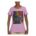 thumbnail image 3 of Colorful Cat Portrait | Cat Lover Owner | Dean Russo Art Animal Lover Womens T-Shirt, Light Pink, M, 3 of 5