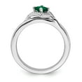 thumbnail image 2 of 925 Sterling Silver Stackable Expressions Polished Cr. Emerald & Dia Ring Size: 7; for Adults and Teens; for Women and Men, 2 of 5