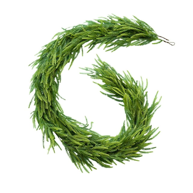 Guirnalda de pino artificial, guirnalda navideña verde flexible de 180 cm, decoración navideña para fiestas, dormitorios, festivales, repisas,