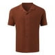thumbnail image 2 of Camisas Hawaianas Para Hombre Camisa superior con estampado de punto y botones cortos de jacquard grueso de primavera y verano para hombre (Coffee, XL), 2 of 7