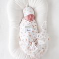 thumbnail image 3 of Lulujo Baby Hello World Newborn Bamboo Hat and Swaddle Blanket Set, 3 of 9