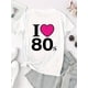 thumbnail image 2 of Creative Love 80 Letter Pattern Print Women's Fashion Trendy Women's Short Sleeve, Simple Casual Sports T-shirt, Comfortable Holiday Summer Top, 2 of 6