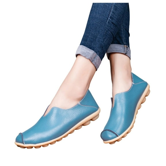 Dakaela Women's Driving Moccasins Loafers Casual Round Toe Slip on Shoes Leather Walking Flats