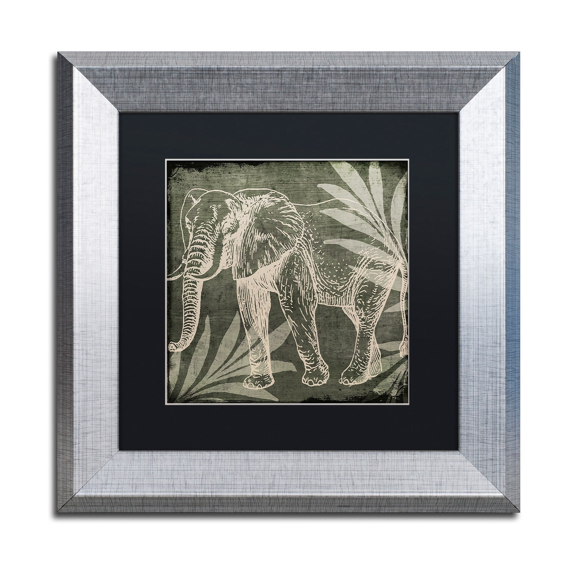 Trademark Fine Art "Elephant 1" Canvas Art by Color Bakery Black Matte, Silver Frame