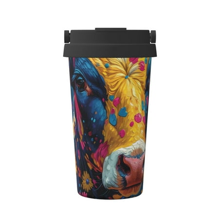 

Hirioo Colorful Daisy Sunflower Cow for Coffee Travel Mug Insulated Coffee Mug with Lid