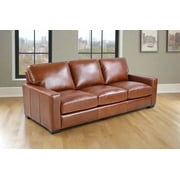 Crafters and Weavers Claudette Top Grain Leather Sofa in Chestnut