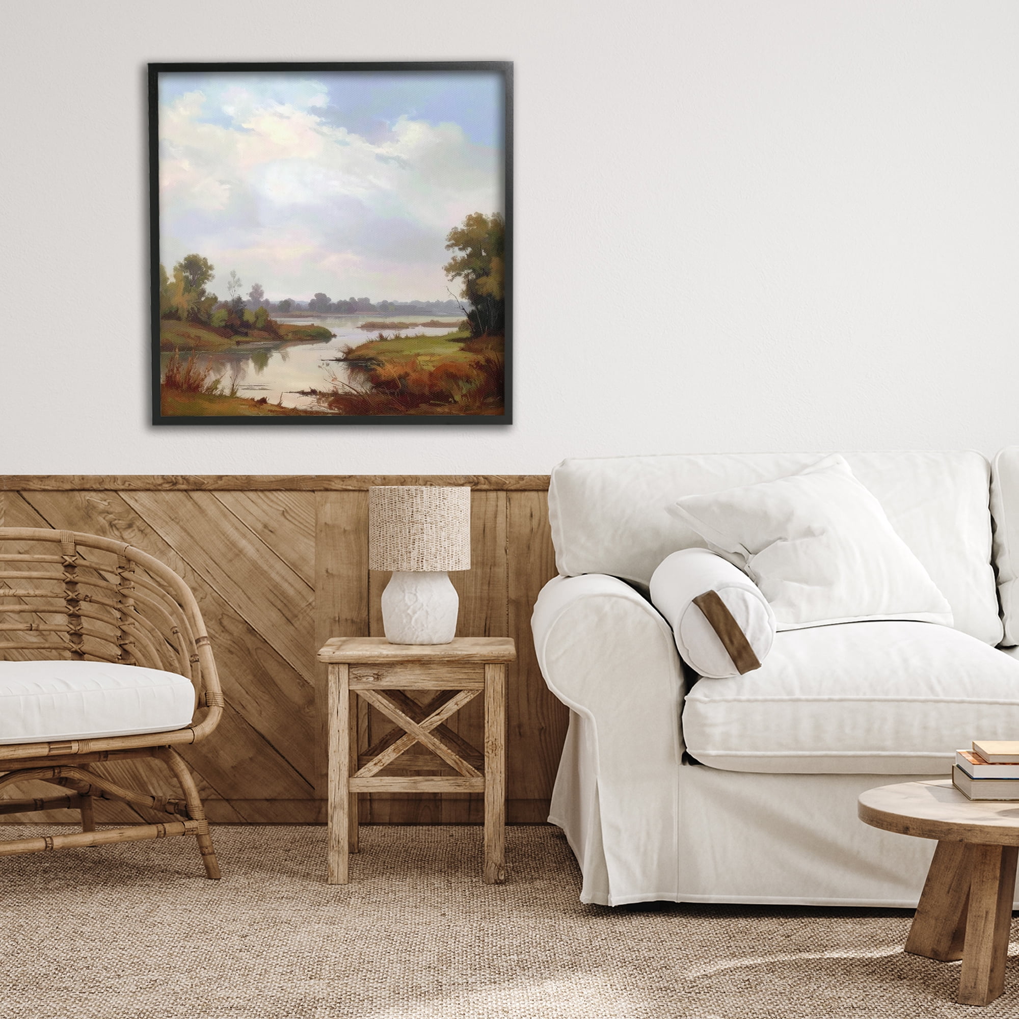 Stupell Industries Riverside Grove Landscape Black Framed Giclee Art, design by Alonza Saunders