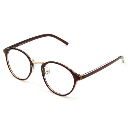 Cyxus Retro Round Blue Light Blocking Computer Glasses for Anti Eyestrain UV400, Brown Frame Unisex(Men/Women) Eyewear