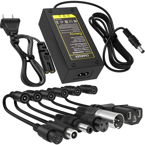 42V 2A Charger with 6 Connections for 36V 10S Lithium Battery, Universal Lithium