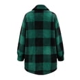 thumbnail image 4 of Hzzrkos Women Casual Loose Plaid Button Down Lapel Collar Long Sleeve Fleece Lined Shacket Jacket Warm Winter Outerwear Coat Fashion Button Front Shirt Jacket Army Green XL, 4 of 9