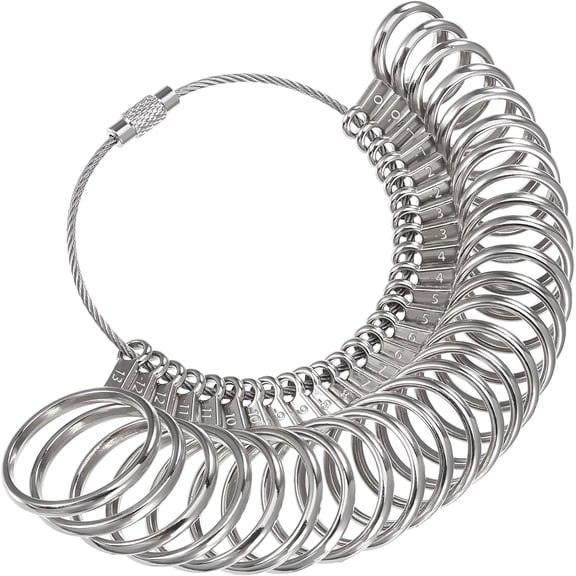 DESIGNICE Stainless Steel Ring Gauges Finger Sizer Measuring Ring Tool, Ring Sizer Measuring Tool, Size 1-13 with Half Size, 27 Pcs